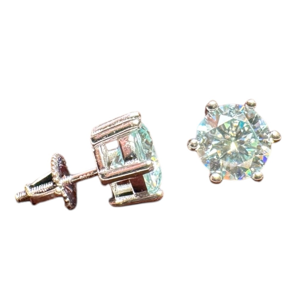 4.0 CTW Moissanite 925 Sterling Silver Stud Earrings Posts NEW G9